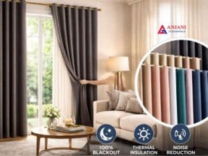 Anjani Furnishings Hyderabad blackout curtains collection for luxury bedrooms and modern interiors